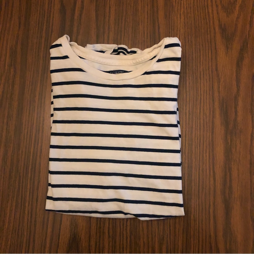 J Crew Cream & Navy striped t shirt